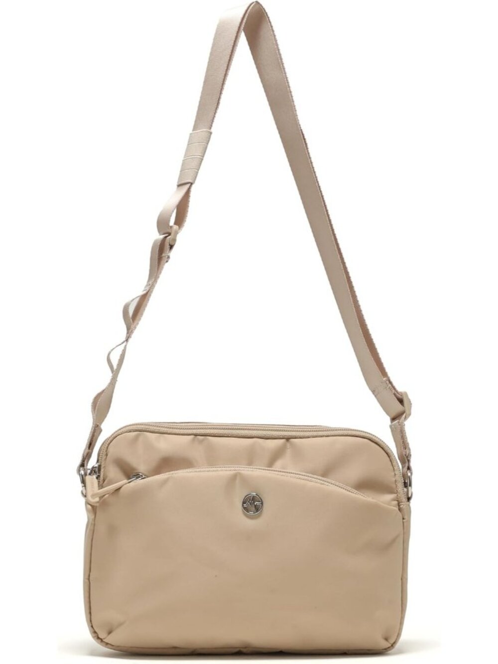 Women's Cream Small Lightweight Shoulder Bag with Adjustable Strap Multi Pocket